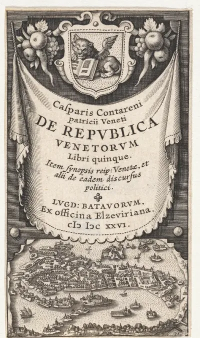 Titelpagian voor G. Contarini, De republica Venetorum libri quinque, 1626