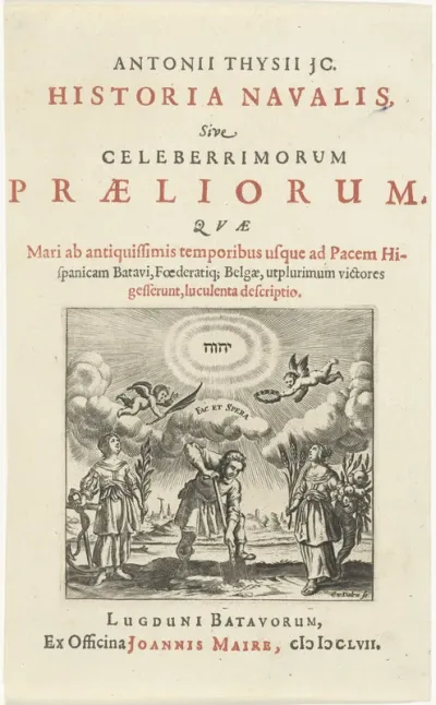 Titelpagina uit: Historia navalis, sive Celeberrimorum præliorum, Leiden 1657