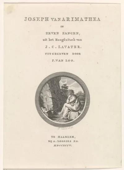 Titelpagina van een bundel met zeven liederen over Joseph van Arimathea