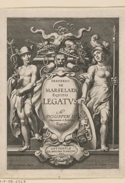 Titelpagina van: Frederik de Marselaer, Equitis Legatus, Antwerpen, 1625