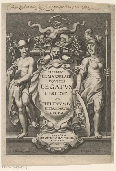 Titelpagina van: Frederik de Marselaer, Equitis Legatus, Antwerpen, 1626