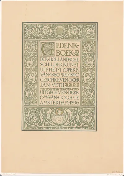 Titelpagina van Gedenkboek der Hollandsche schilderkunst uit het tydperk van 1860 tot 1890