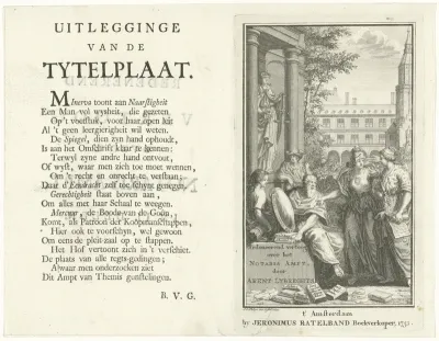 Titelpagina voor: A. Lybreghts, Redenerend vertoog over't notaris ampt, 1751