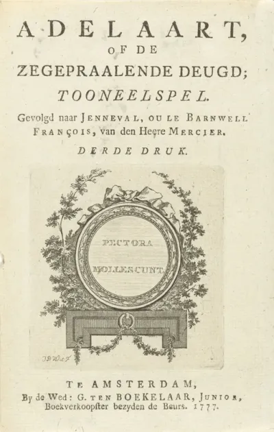 Titelpagina voor: Adelaart, of de zegepraalende deugd; toneelspel, 1777