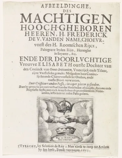 Titelpagina voor: Afbeeldinghe des Machtigen Hooch-gheboren heeren, H. Frederick (...), 1613