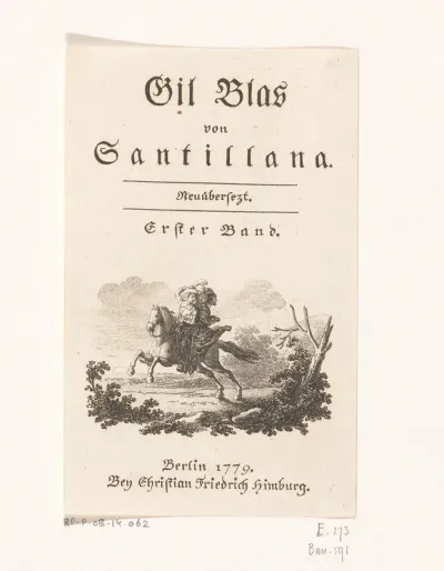 Titelpagina voor: Alain-René Lesage, Gil Blas von Santillana, 1779