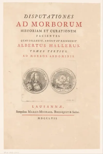 Titelpagina voor: Albrecht von Haller, Disputationes ad morborum (...), 1757