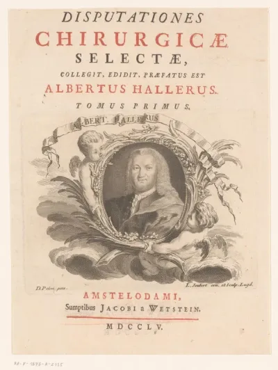 Titelpagina voor: Albrecht von Haller, Disputationes chirurgicae selectae (...), 1755