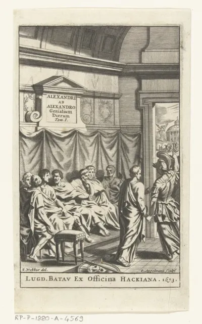 Titelpagina voor Alexander ab Alexandro, Genialium dierum,  deel 1, 1673
