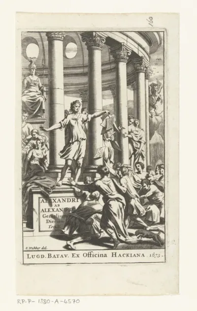 Titelpagina voor Alexander ab Alexandro, Genialium dierum,  deel 2, 1673