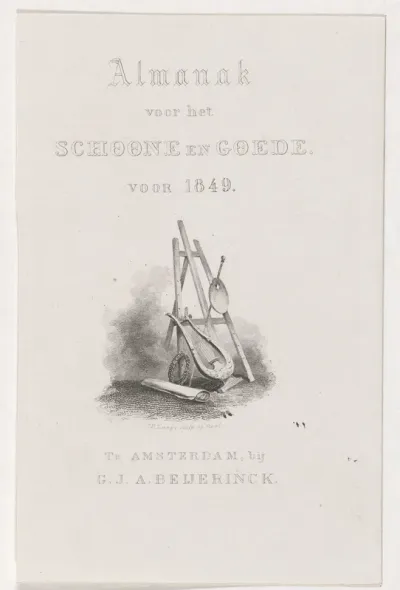 Titelpagina voor: Almanak voor het Schoone en Goede, 1849