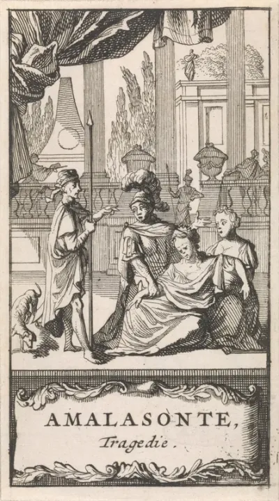 Titelpagina voor "Amalasonte", in: P. Quinault, Le theatre, deel I, 1697