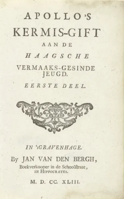 Titelpagina voor: Apollo's kermis-gift, deel 1, 1743
