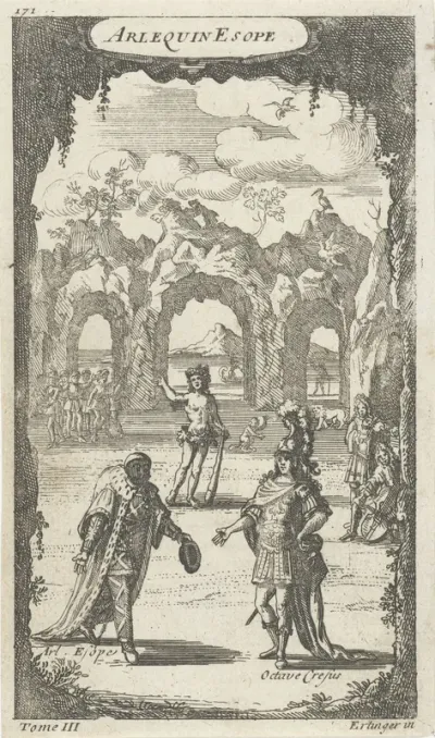 Titelpagina voor Arlequin Esope, in Le Théâtre Italien de Gherardi, Parijs 1700.