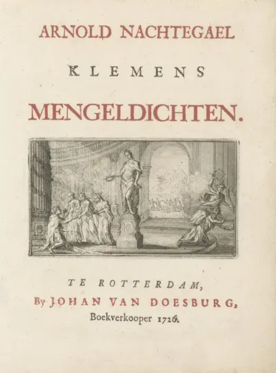Titelpagina voor: Arnold Nachtegael Klemens, Mengeldichten, 1726