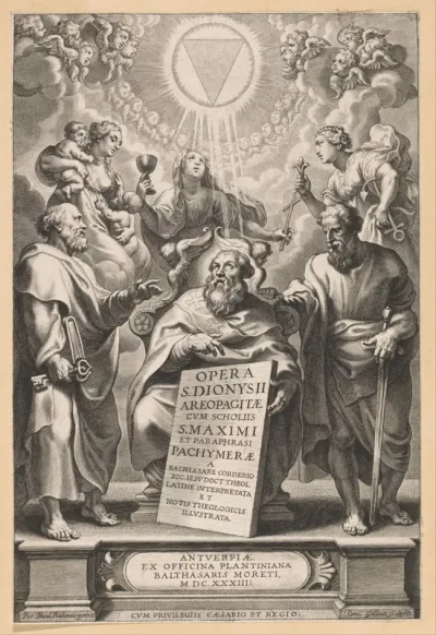 Titelpagina voor: B. Cordier, Opera S. Dionysii Areopagitae, Antwerpen, 1633