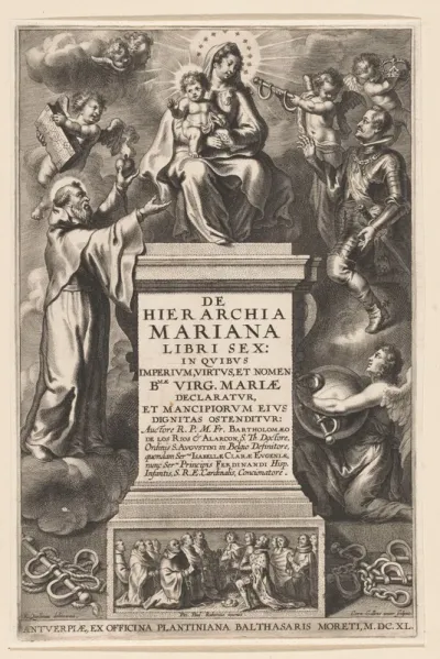 Titelpagina voor: B. de los Rios, De hierarchia Mariana libri sex, Antwerpen: 1641