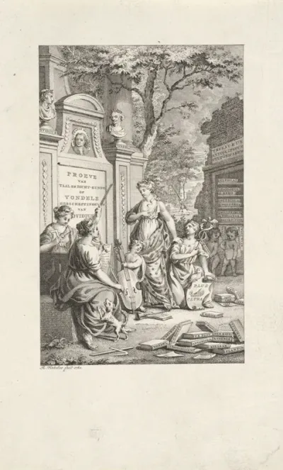 Titelpagina voor: B. Huydecoper 'Proeve van taal en dichtkunde of Vondels Herscheppinge van Ovidius', 1782