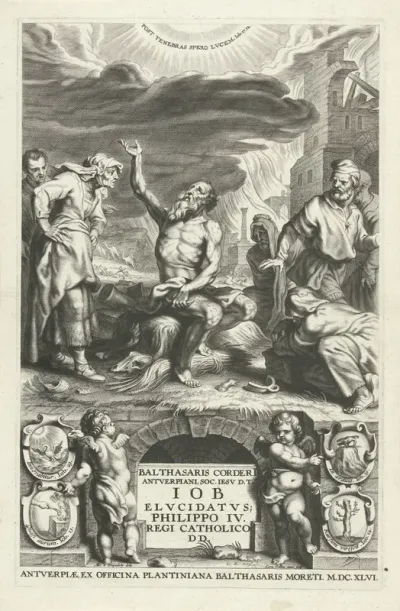 Titelpagina voor: Balthasar Corderius, Iob elvcidatvs , Antwerpen: 1646