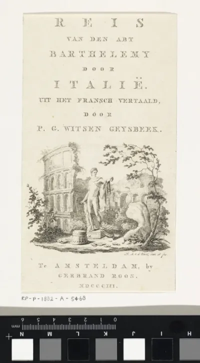 Titelpagina voor: Barthélémy, Jean Jacques. Reis van den abt Barthelemy door Italië, 1803