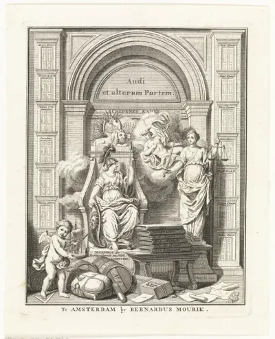 Titelpagina voor: Bernardus Mourik, Naamrol der rechtsgeleerde en historische schryvers (...), [1741]