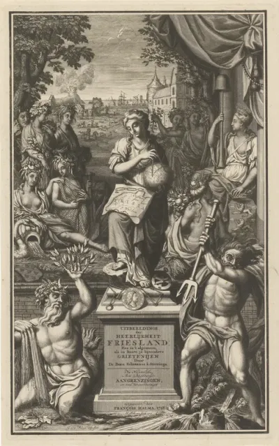 Titelpagina voor: Bernardus Schotanus à Sterringa, Uitbeelding der Heerlijkheit Friesland, 1718