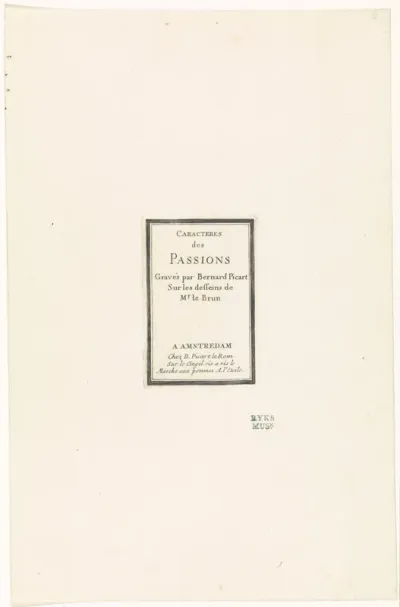Titelpagina voor: C. Le Brun, Caracteres des Passions, 1711