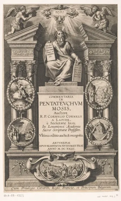Titelpagina voor: C. van der Steen, Commentaria in Pentateuchum Mosis, Antwerpen, 1623