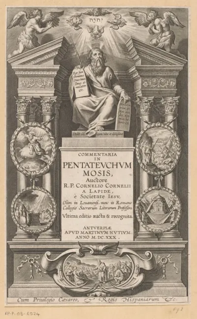 Titelpagina voor: C. van der Steen, Commentaria in Pentateuchum Mosis, Antwerpen, 1630