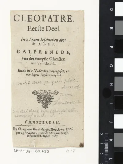 Titelpagina voor: Calprenède, La. Cleopatre. Eerste deel (...), 1667