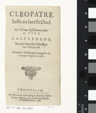 Titelpagina voor: Calprenède, La. Cleopatre. Seste en laetste deel (...), 1666