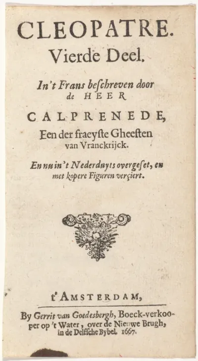 Titelpagina voor: Calprenède, La. Cleopatre. Vierde deel (...), 1667