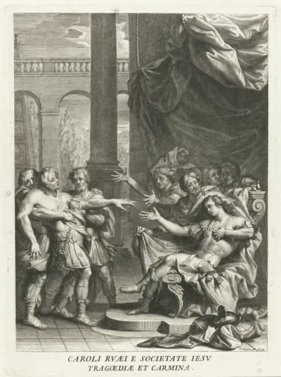 Titelpagina voor Caroli Ruaei e Societate Jesu Carminum libri quatuor, Parijs 1680