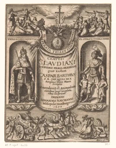 Titelpagina voor: Claudius Claudianus, principum, heroumque poetae praegloriosissimi, Quae exstant, 1650