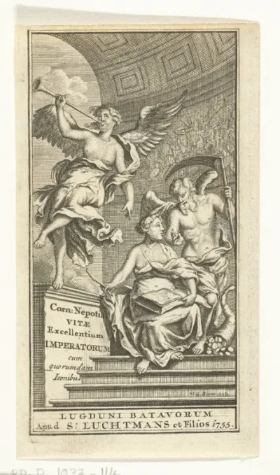 Titelpagina voor: Cornelius Nepos, Vitae excellentium imperatorum. Leiden: 1755