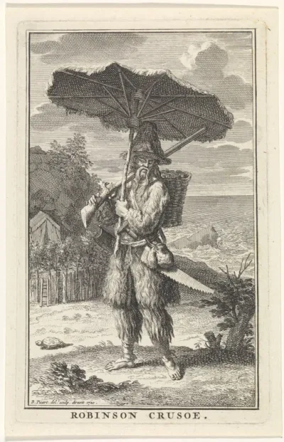 Titelpagina voor: D. Defoe, La vie et les avantures surprenantes de Robinson Crusoe, 1720