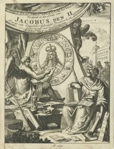 Titelpagina voor: D. van Hoogstraten, Engelands staatsveranderingen, vertoond in het leven van Jacobus den II, 1690