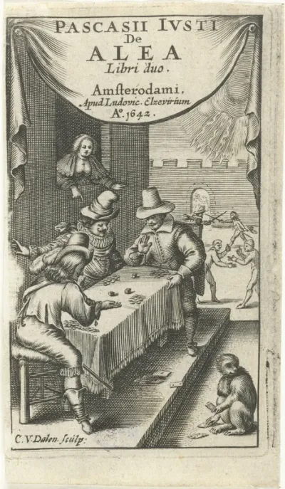 Titelpagina voor: De alea libri duo, Amsterdam 1642