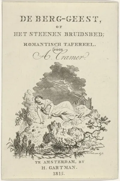Titelpagina voor De berggeest of het steenen bruidsbed, van A. Cramer, Amsterdam, 1815