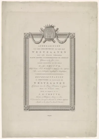 Titelpagina voor de bundel afbeeldingen van de rechtbank te Westzaan