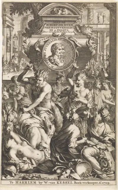 Titelpagina voor Decius Junius Juvenalis en Aulus Persius Flaccus, Alle de schimpdichten, 1709