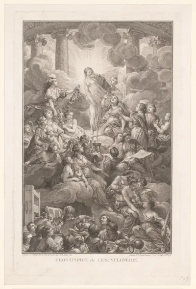 Titelpagina voor: Denis Diderot en Jean Le Rond d’Alembert, Encyclopédie ou dictionnaire raisonné des sciences, des arts et des métiers, 1751-1772