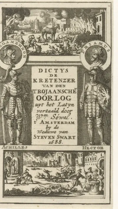 Titelpagina voor: Dictys Cretensis, Van den Trojaanschen oorlog, 1688