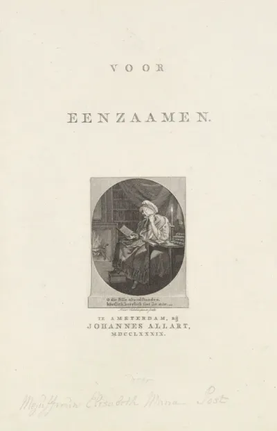 Titelpagina voor: E. M. Post, 'Voor Eenzaamen', 1789