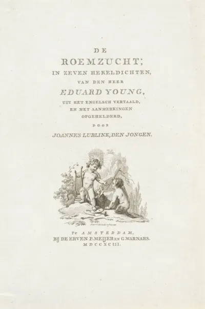 Titelpagina voor: Eduard Young, 'De roemzucht', 1793