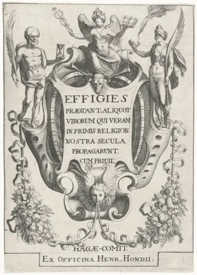 Titelpagina voor: Effigies praestant. aliquot virorum qui veram in primis religion. nostra secula propagarunt, 1602