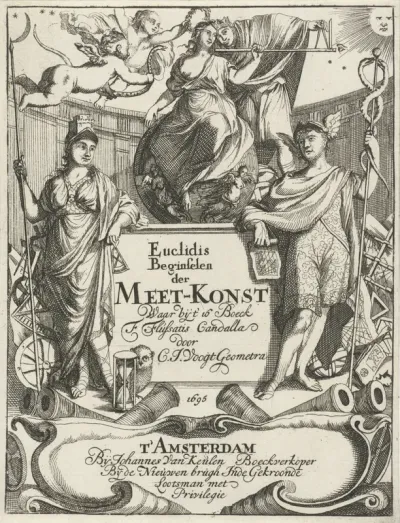 Titelpagina voor:  Euclides, Beginselen der meetkonst, 1695