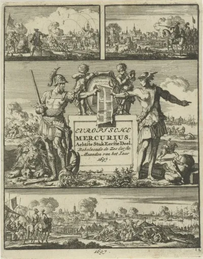 Titelpagina voor: Europische Mercurius, Achtste Stuk, Eerste Deel: Behelzende de ses Eerste Maenden van het Jaer 1697