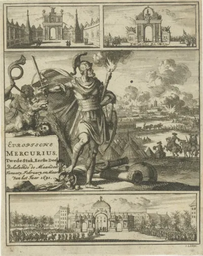 Titelpagina voor: Europische Mercurius, Twede Stuk, Eerste Deel: Behelzende de Maanden January, February en Maart van het Jaar 1691