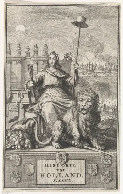 Titelpagina voor: F. de la Neuville, Historie van Holland dl. I, 1704